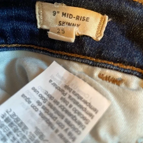 🎉Host Pick🎉 Madewell 9” Mid-Rise Skinny Jeans‎ Size 25 w/ 5 pockets & stretch - Picture 9 of 10